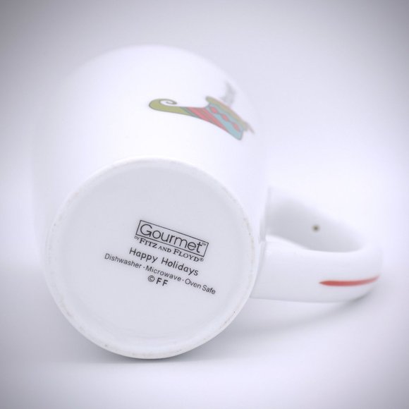 😎 Fitz & Floyd Gourmet Happy Holidays Tall Mug Latte Cup Stockings Handle 18 Oz - Picture 7 of 7